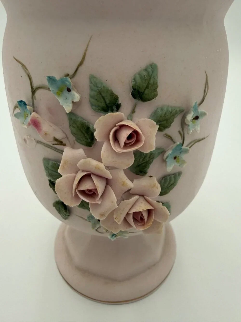 Vintage Lefton Pink Ceramic Vase Hand-Painted Floral Design 6